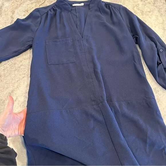 Lush Navy Blue V Neckline, Quarter Sleeve Mini Dress Size Large - Picture 5 of 10